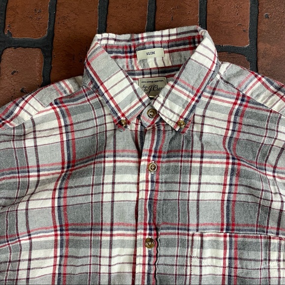 J.Crew Slim Fit Button Up Plaid Flannel Shirt Mens Medium